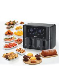 Ariete Hei&szlig;luftfritteuse "4631 Air Fryer Dual 9 L", schwarz, B:49,5cm H:39cm T:44cm, Fritteusen, Hei&szlig;luftfritteuse