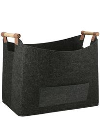 Kaminholzkorb CASABLANCA BY GILDE "Korb Brennholz", grau (dunkelgrau), B:45cm H:40cm T:32cm, Filz, Aufbewahrungsboxen, Kaminholzkorb