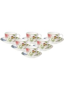 Villeroy & Boch Tasse VILLEROY & BOCH "Kaffeetassen mit Untertassen Amazonia Anmut 200 ml 6er Set bunt", bunt, Porzellan, Trinkgef&auml;&szlig;e, Tasse