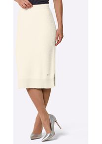 Strickrock CREATION L PREMIUM, Damen, Gr. 50, ecru, 58% Polyamid, 25% Lyocell, 16% Polyester, 1% metallisierte Fasern, unifarben, wadenlang, R&ouml;cke Strickrock