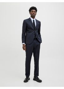 Jack & Jones Anzug JACK & JONES "JPRCOSTA SUIT", Herren, Gr. 48, N-Gr, blau (schwarz navy), Web, Obermaterial: 100% Polyester, unifarben, sehr schmal, Anz&uuml;ge Anzug, aus Polyester, sehr schmale Passform, mit Reverskragen, Langarm-Sakko