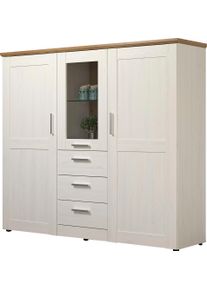 Highboard Home Affaire "Nybro", andersen pine wei&szlig; korpus, B:159cm H:140cm T:41cm, Sideboards, Highboard, Vitrine, wechselseitig montierbarer T&uuml;ranschlag, Breite 159 cm