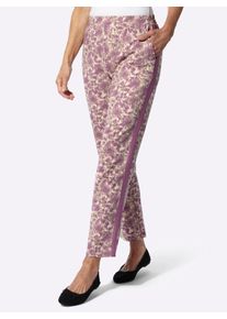 Schlupfhose, Damen, Gr. 50, Normalgr&ouml;&szlig;en, sand, violett, bedruckt, 100% Baumwolle, gemustert, Hosen Schlupfhose