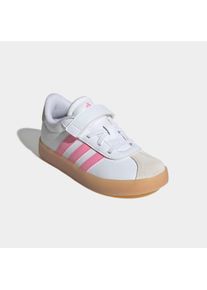 Sneaker adidas Sportswear "VL COURT 3.0 EL C", M&auml;dchen, Gr. 35, cloud wei&szlig;, bliss pink, gum 1, Leder, Synthetik, Schuhe Sneaker, inspiriert vom Design des adidas samba, f&uuml;r Kinder & Jugendliche