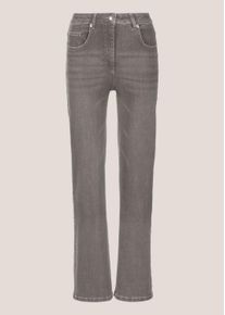 Madeleine Mode Regular-fit-Jeans MADELEINE "Denimhose Schmale Jeans im Five-Pocket-Style", Damen, Gr. 22, N + K Gr, grau, Obermaterial: 95% Baumwolle CO. 5% Elasthan EL., Modern, Jeans Regular-fit-Jeans, Mit "M"-Stickerei auf der Ges&auml;&szlig;tasche