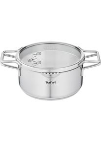 Kochtopf Tefal "Nordica", silber (edelstahlfarben), B:22cm H:9,5cm L:30,5cm &Oslash;:20cm, T&ouml;pfe, Kochtopf, mit Deckel, nordisches Design, Ausgie&szlig;er, Doppelgriff, Induktion