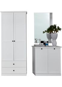 Garderoben-Set Home Affaire "&Ouml;rebro", wei&szlig;, B:162cm H:200cm T:41cm, Holzwerkstoff, Kastenm&ouml;bel-Sets, Garderoben-Set, zeitloser Landhausstil, mit Vollauszug