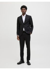 Jack & Jones Anzug JACK & JONES "JPRCOSTA SUIT", Herren, Gr. 50, N-Gr, schwarz, Web, Obermaterial: 100% Polyester, unifarben, sehr schmal, Anz&uuml;ge Anzug, aus Polyester, sehr schmale Passform, mit Reverskragen, Langarm-Sakko, Topseller