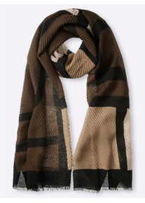 Modeschal Heine, Damen, schoko, Viskose, gemustert, Modet&uuml;cher Modeschal