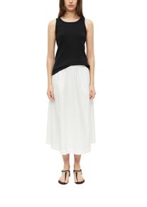 Faltenrock s.Oliver, Damen, Gr. 46, wei&szlig;, Web, Obermaterial: 60% Baumwolle, 40% Lyocell, unifarben, normal lang, R&ouml;cke Faltenrock, Sommerrock mit elastischem Bund