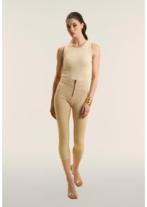Caprihose Freddy "WRUP15HS260", Damen, Gr. XL, N-Gr, beige, Jersey, Obermaterial: 81% Baumwolle, 19% Elasthan, unifarben, figurbetont ca. Mitte Wade, Hosen Caprihose, mit Lifting & Shaping Effekt