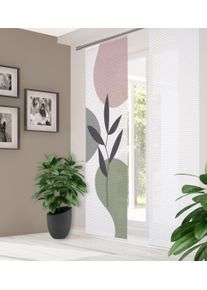 Schiebegardine HOME IN GREEN "FRONDA" Gr. 1, bunt (gr&uuml;n, rosa, steinfarben), B:60cm H:245cm, Polyester, Gardinen, Schiebegardine, DIGITALBEDRUCKT, BAMBUSOPTIK RECYCELT