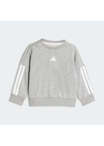 Trainingsanzug adidas Sportswear "ESSENTIALS KIDS", Jungen, Gr. 98, grau (medium grau heather, wei&szlig;), Obermaterial: 70% Baumwolle, 30% Polyester, Sportanz&uuml;ge Trainingsanzug