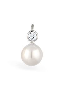 Perlenanh&auml;nger NENALINA "Anh&auml;nger Zirkonia Muschelkernperle Klassisch 925 Silber" Gr. 15, silber, Schmuckanh&auml;nger, Damen, Silber 925 (Sterlingsilber), Perlenanh&auml;nger