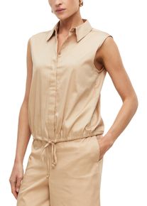 Blusentop s.Oliver BLACK LABEL, Damen, Gr. 48, braun, Web, Obermaterial: 71% Baumwolle, 25% Polyamid, 4% Elasthan, unifarben, regular fit normal, Blusen Blusentop, mit Zierknopf, verdeckte Knopfleiste