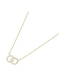 Goldkette Luigi Merano "Collier zwei Ringe verschlungen mit Zirkonia, Gold 375", gold, Halsketten, Damen, Gelbgold 375, Goldkette