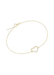 Armband Luigi Merano "Armband Mittelteil Herz mit Zirkonia, Gold 375", gold, Armb&auml;nder, Damen, Gelbgold 375, Armband