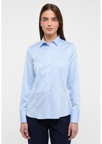 Hemdbluse Eterna "REGULAR FIT", Damen, Gr. 38, blau (hellblau), 95% Baumwolle, 5% Elasthan, Blusen Hemdbluse, EASY IRON (b&uuml;gelleicht)