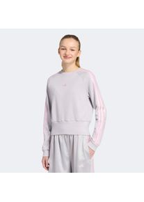 Sweatshirt adidas Sportswear "SATIN", M&auml;dchen, Gr. 170, lgh solid grau, clear pink, Obermaterial: 70% Baumwolle, 30% Polyester, normal, Rundhals, angesetztes B&uuml;ndchen, Sweatshirts Sweatshirt