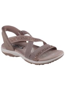 Sandale Skechers "REGGAE SLIM-SUMMER SPARKLE", Damen, Gr. 39, braun (hellbraun), Lederimitat, Textil, Glitzer, Schuhe Sandale, Sandalette, Schlupfschuh mit Slip-ins Funktion