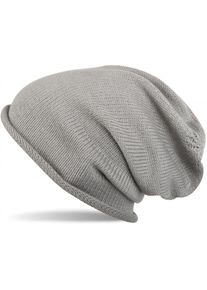 Strickm&uuml;tze styleBREAKER "Feinstrick Beanie M&uuml;tze mit Rollrand", Damen, grau (hellgrau), Obermaterial: 100% Polyacryl PAN., Modisch, M&uuml;tzen Strickm&uuml;tze