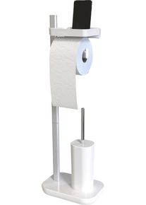 WC-Garnitur Bischof "Stena", wei&szlig;, B:25cm H:73cm L:16cm, Aluminium, Kunststoff, Reinigungsb&uuml;rsten, WC-Garnitur, WC-Komplettsystem, Alu-Kunststoff, Ablage, TPE-B&uuml;rste, beschwert