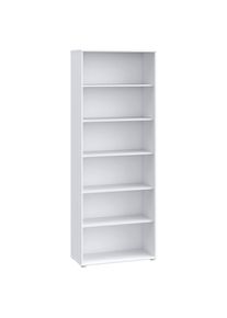 Regal, Wei&szlig;, Holzwerkstoff, 5 F&auml;cher, 73.7x197.5x34.8 cm, Typenauswahl, Beim&ouml;bel erh&auml;ltlich, stehend, Wohnzimmer, Regale, B&uuml;cherregale