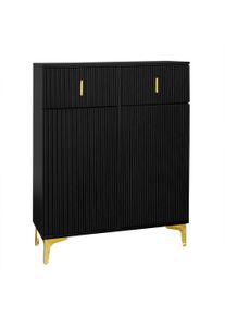 SCHWARZES Sideboard mit Struktur und goldenen Details SHEZA