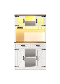 HIGHBOARD Barschrank & K&uuml;chenbuffet 100 cm in Wei&szlig;/Eiche