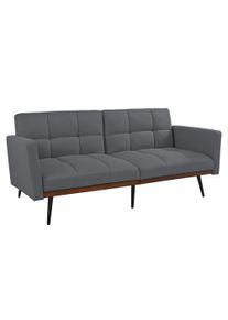 SCHLAFSOFA 146 cm Grau mit Bettfunktion & Leinen-Optik