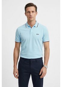 Poloshirt BOSS Green "Paddy", Herren, Gr. S, blau (light, pastel blau455), Jersey, Obermaterial: 100% Baumwolle, regular fit, hoch geschlossener Ausschnitt, eng B&uuml;ndchen, Shirts Poloshirt, atmungsaktive Piqu&eacute;-Webstruktur, Flachstrickkragen, gerader Schnitt