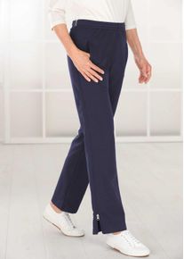 Stoffhose GOLDNER "Kurzgr&ouml;&szlig;e Freizeithose mit Rei&szlig;verschluss", Damen, Gr. 25, K-Gr, blau (marine), Obermaterial: 60% Baumwolle CO. 35% Polyester PES. 5% Elasthan EL., normal, Hosen Stoffhose, am Bein seitlicher Zwei-Wege-Rei&szlig;verschlu&szlig;