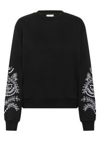 Sweatshirt Kaffe "Sweatshirt KAvivian", Damen, Gr. XS, schwarz (schwarz deep), Obermaterial: 85% Baumwolle CO. 15% Polyester PES., Sweatshirts Sweatshirt
