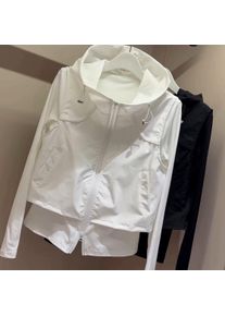 Women's 2-In-1 Hooded Jacket, Zip-Up Cropped Vest with Long Sleeve Base Layer, Quick-Dry Lightweight Sun Protection Coat