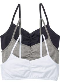 bonprix Biustonosz bustier z miękką bawełną organiczną (3 szt.), biały, 176/182