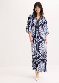 bonprix Maxikleid aus flie&szlig;ender Viskose, blau, Gr.32, sommerliches Kleid in Maxil&auml;nge mit auff&auml;lligem Druck, aus Viskose