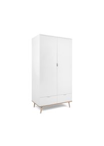 P & B , Wei&szlig;, Eichefarben , Holzwerkstoff , 4 F&auml;cher , 2 Schublade(n) Schubladen , 90x180x55 cm ,