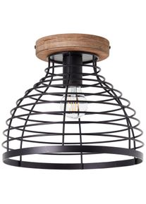 Brilliant LED Deckenleuchte "Avia", schwarz (schwarz, holz), 1, &Oslash; 30cm H: 25cm, 1 Stk., Leuchten, 25 cm H&ouml;he, &Oslash; 30 cm, 1 x E27, Metall/Holz, schwarz/braun, LED Deckenleuchte