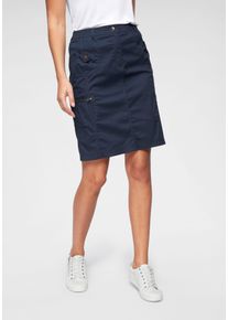 Cargorock Aniston CASUAL, Damen, Gr. 48, blau (marine), Web, Obermaterial: 97% Baumwolle, 3% Elasthan, figurumspielend kniefrei, R&ouml;cke Cargorock, mit figurfreundlichen Teilungsn&auml;hten
