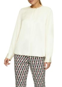 Satinbluse s.Oliver BLACK LABEL, Damen, Gr. 48, beige (ecru), Satin, Obermaterial: 100% Viskose, unifarben, regular fit taillenbedeckt, Rundhals, Manschette, Blusen Satinbluse, mit Manschette an &Auml;rmel