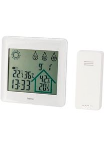 Funkwetterstation Hama "Funk-Wetterstation mit Au&szlig;ensensor, Wettervorhersage", wei&szlig;, Wetterstationen, Funkwetterstation, Temperatur, Luftfeuchte, Uhrzeit, Datum
