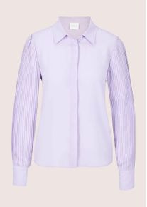Madeleine Mode Langarmbluse MADELEINE "Hemdbluse Blusenshirt mit Plissee&auml;rmeln", Damen, Gr. 48, lila (hellamethyst), Obermaterial: 100% Polyester PES., Modern, gerade, Blusen Langarmbluse, Bluse mit leicht gerundetem Saum