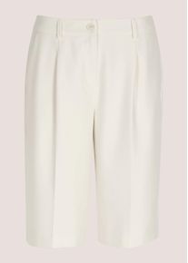 Madeleine Mode Bermudas MADELEINE "Bermuda Sommerliche Bermuda mit Bundfalten", Damen, Gr. 48, N + K Gr, wollwei&szlig;, Obermaterial: 47% Polyester PES. 47% Viskose CV. 6% Elasthan EL., Modern, normal, Hosen Bermudas