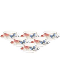Villeroy & Boch Tasse VILLEROY & BOCH "Teetassen mit Untertassen Amazonia Anmut 200 ml 6er Set bunt", bunt, Porzellan, Trinkgef&auml;&szlig;e, Tasse
