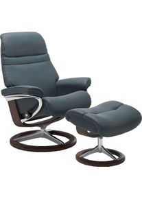 Relaxsessel stressless "Sunrise", blau (atlantic blau batick), B:83cm H:105cm T:74cm, Leder BATICK: BATICK ist ein leicht korrigiertes, durchgef&auml;rbtes und genarbtes M&ouml;belleder, bei dem die meisten Unebenheiten und Spuren in der Regel entfernt wurden.;Leder PALOMA: PALOMA ist ein durchgef&auml;rbtes Semianilin-M&ouml;belleder mit nat&uuml;rlicher Narbung.;ROHLEDER Stoff Q2 FARON: Ein fester zuverl&auml;ssiger Boucl&eacute; m