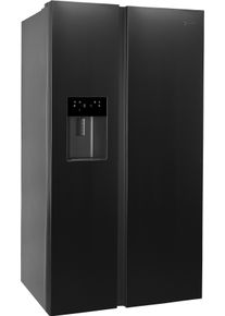 Bauknecht Side-by-Side "SBS IW D90 Black", Energieeffizienz: D, edelstahloptik schwarz, B:91cm H:179cm T:70,5cm, K&uuml;hlschr&auml;nke, Wasser- und Eisw&uuml;rfelspender &ndash; Wasser, Crushed Eis & Eis jederzeit, Side-by-Side