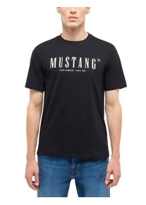 Kurzarmshirt Mustang "Herren Style Austin", Herren, Gr. L, schwarz, Jersey, 100% Baumwolle, Rundhals, Shirts Kurzarmshirt