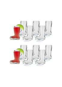 Schnapsglas ST&Ouml;LZLE "Schnapsgl&auml;ser Stiefel 40 ml 12er Set transparent", bunt (transparent), Glas, Trinkgef&auml;&szlig;e, Schnapsglas