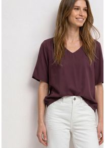 Blusentop Street One, Damen, Gr. 46, rustic rouge, Web, Obermaterial: 100% Viskose, unifarben, h&uuml;ftlang, V-Ausschnitt, Blusen Blusentop, weich fallender Viskosemix, Elastikbund, V-Ausschnitt