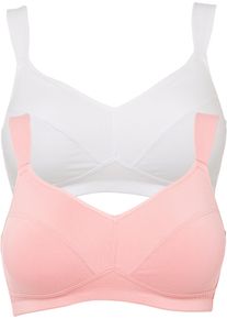 B&uuml;gelloser BH bonprix "BH ohne B&uuml;gel mit Baumwolle (2er Pack)", Damen, Gr. 85, Cup E, wei&szlig; (wei&szlig;, rosa), Obermaterial: 95% Baumwolle, 5% Elasthan. Futter: 100% Baumwolle, BHs B&uuml;gelloser BH, im praktischen 2er Pack, mit breiten, verstellbaren Tr&auml;gern